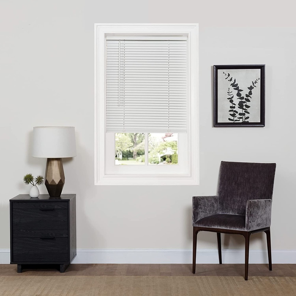 Achim GII Deluxe Sundown Cordless Mini Blind 29x64 White Room Darkening 1" PVC‎